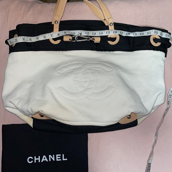 Chanel Shopping XL Timeless Beach Yacht Boating Detail Navy Canvas Nylon Tote - Picture 9 of 11